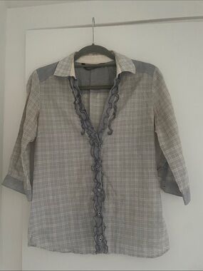 Zara Striped Black and White Collared Shirt